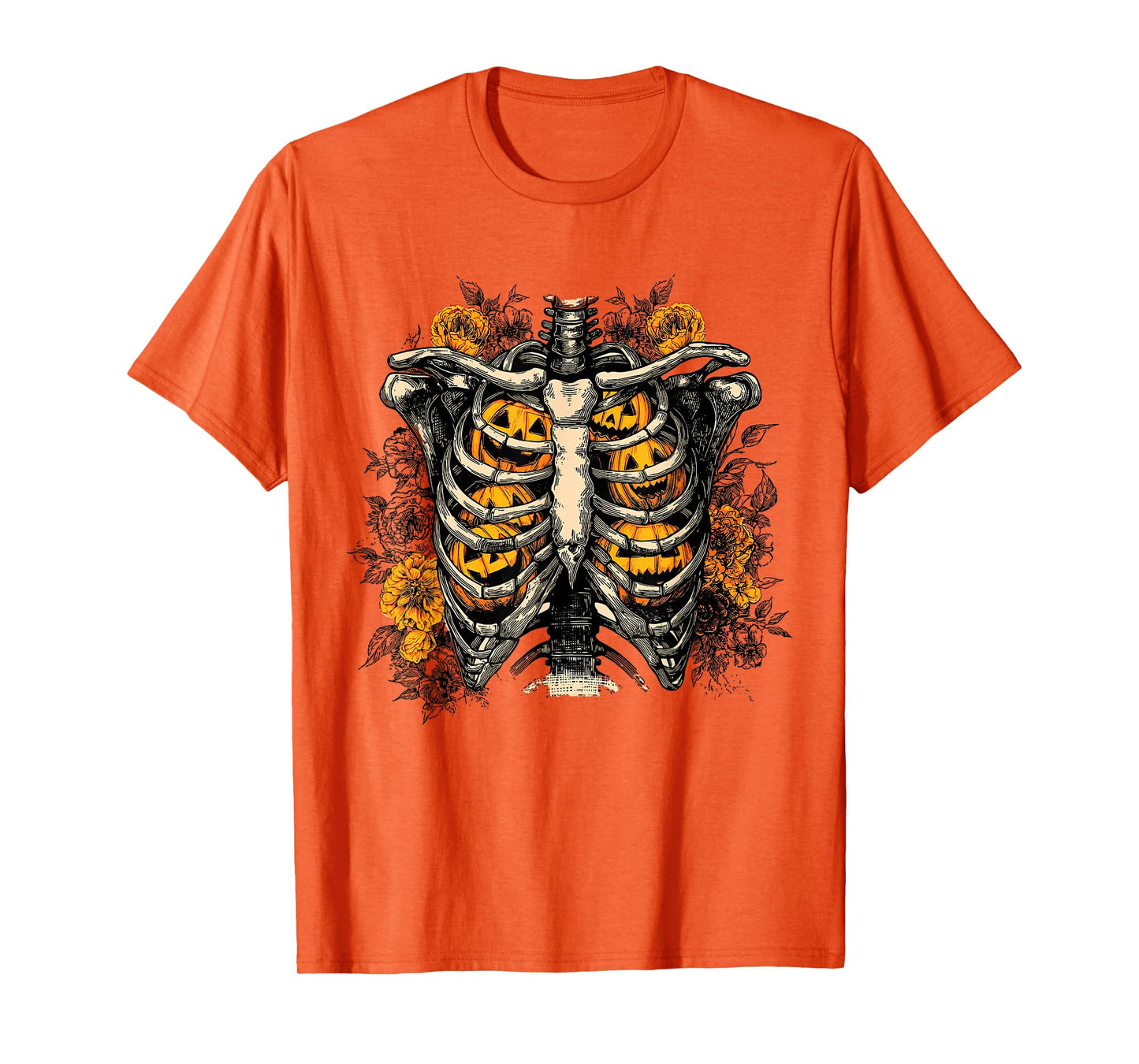 Skeleton Rib Cage Pumpkin Halloween Anatomy Horror Nights T-Shirt