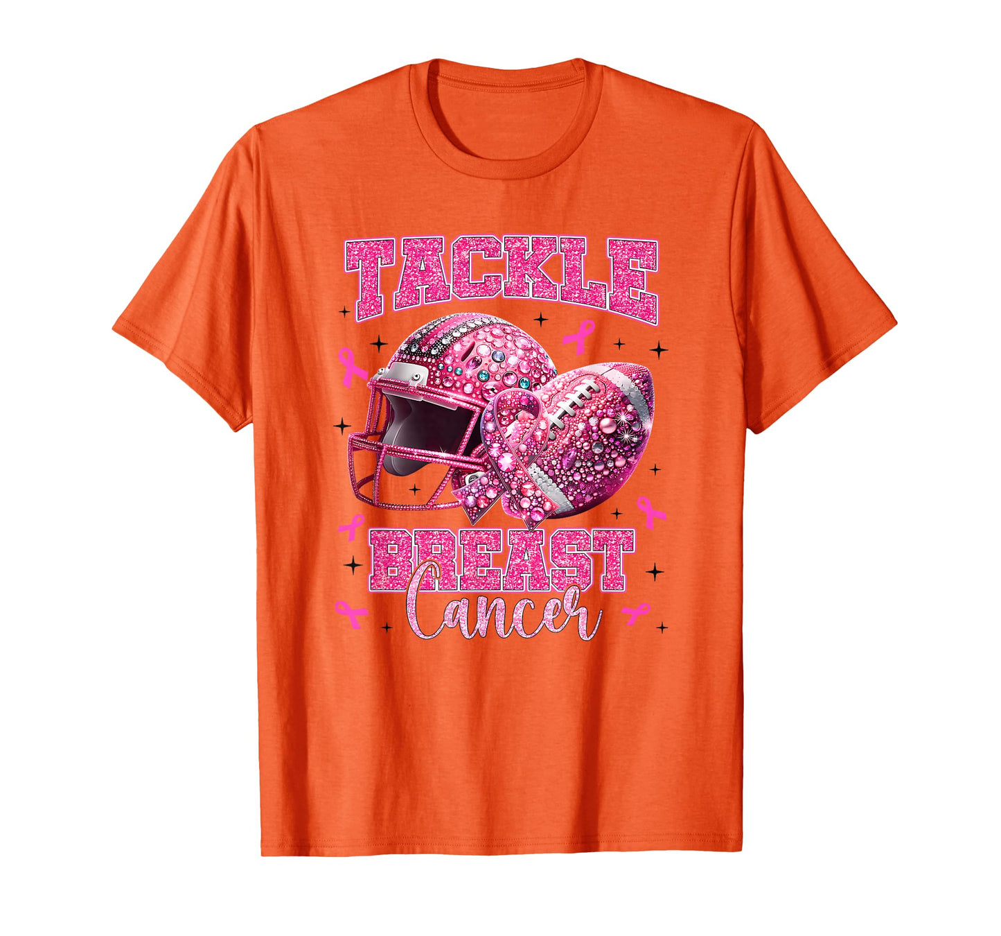 Tackle Breast Cancer Awareness Football Pink Out Cheer T-Shirt