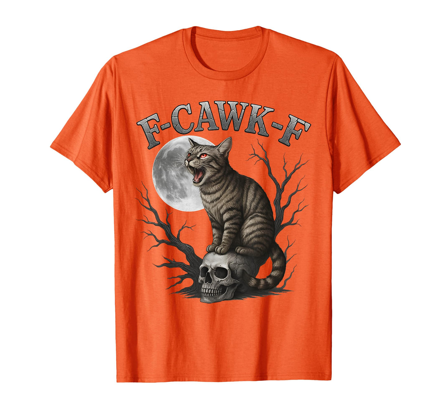 Funny F-Caw-F Cat Moon Gothic Adult FCAWF Cat Humor T-Shirt