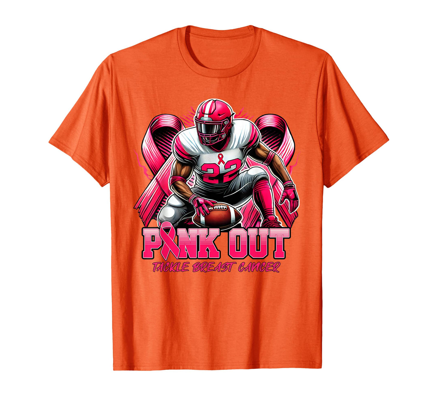 Pink Out Tackle Breast Cancer Awareness Football Men Boys T-Shirt
