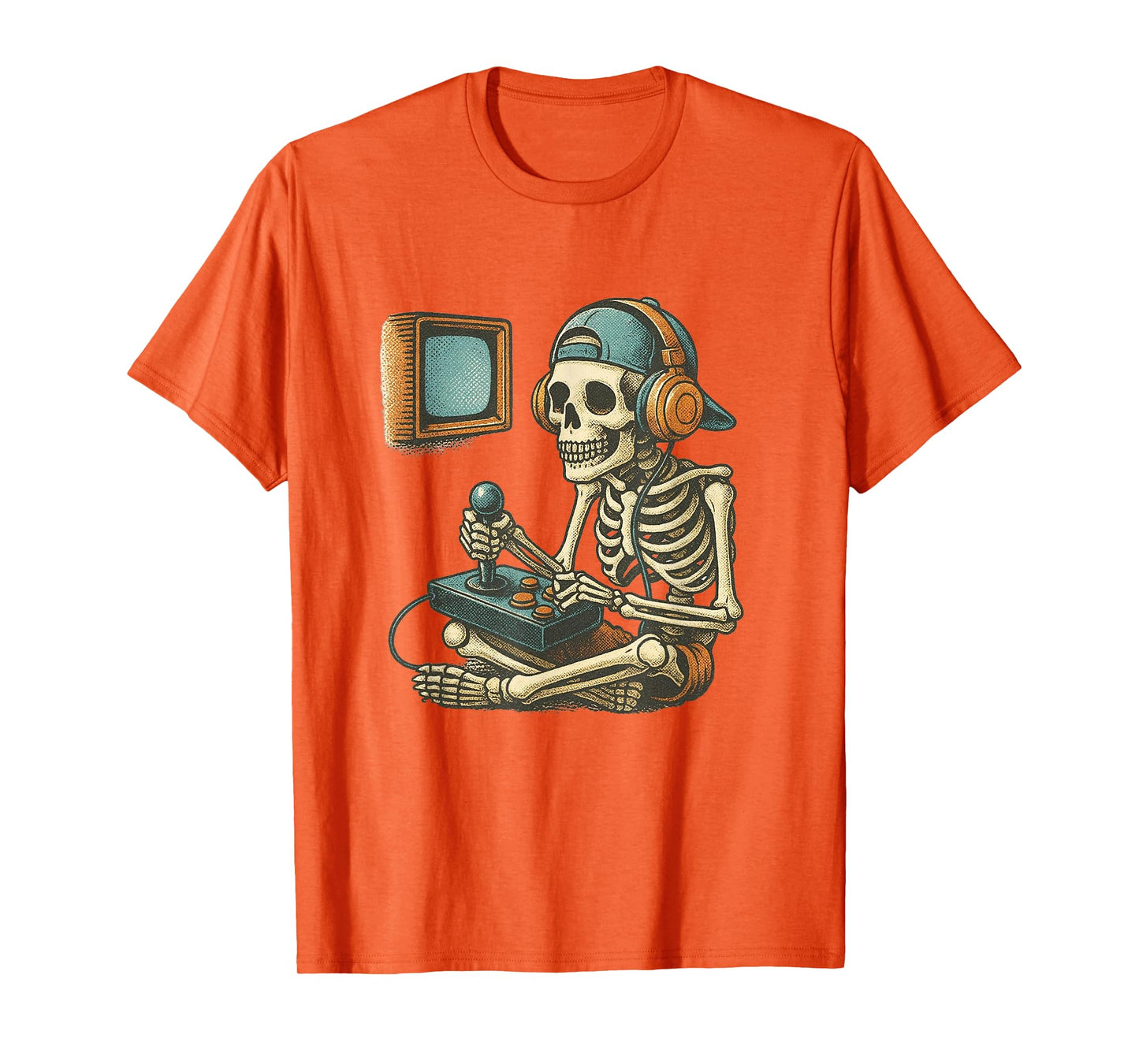 Skeleton Gamer Halloween Video Gaming Boys Men Kids Tee T-Shirt