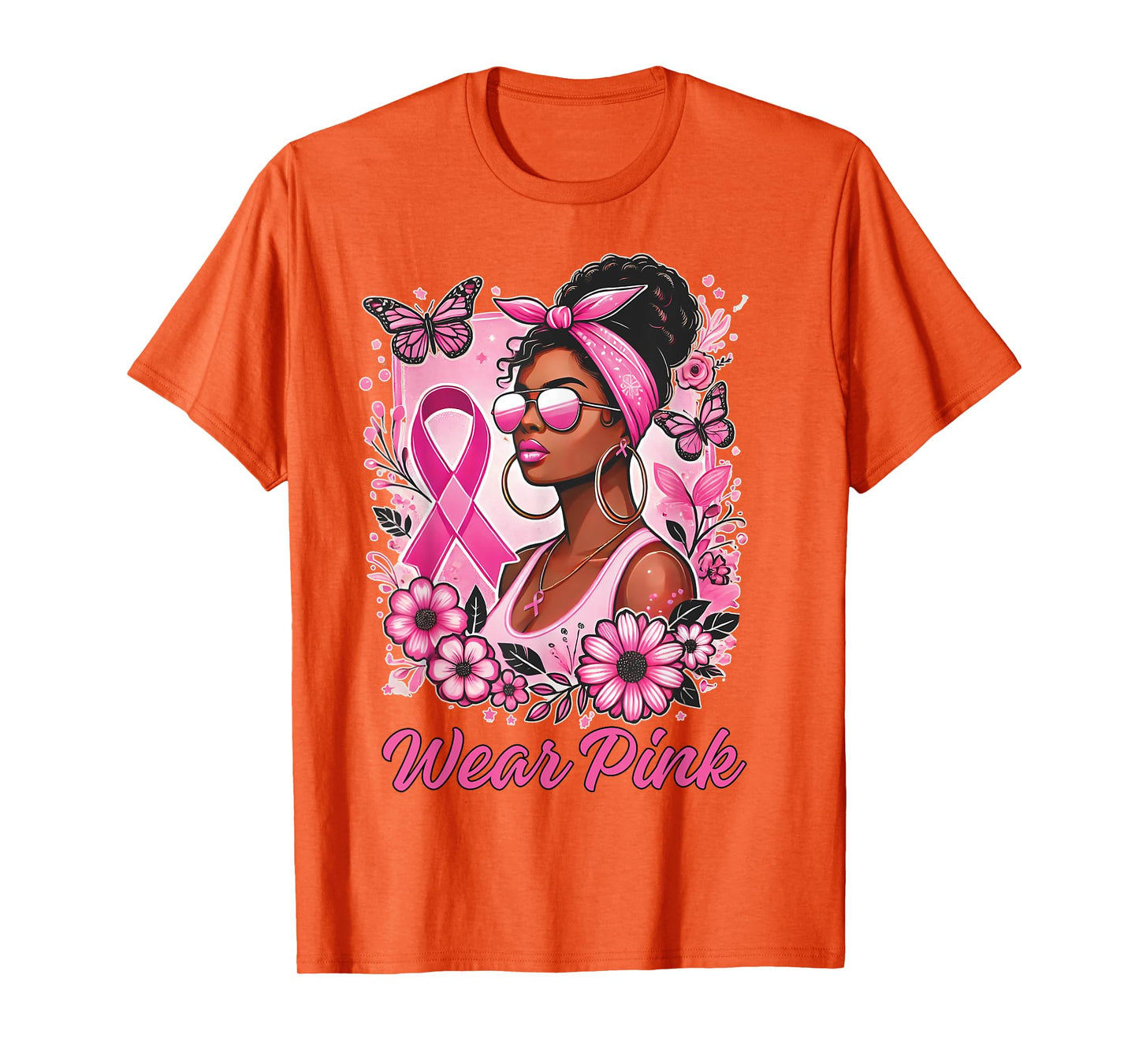 Breast cancer awareness Wear Pink African American support T-Shirt