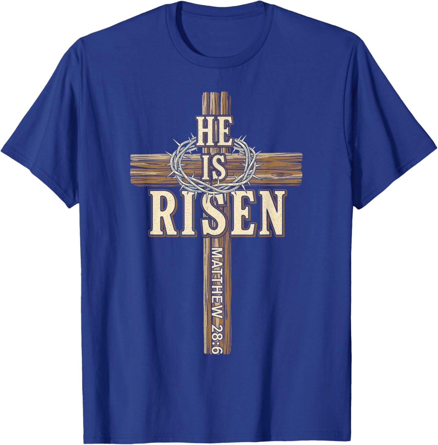 Easter Cross He is Risen Jesus Christian Men Women Boys Kids T-Shirt - T-Shirt | Royal