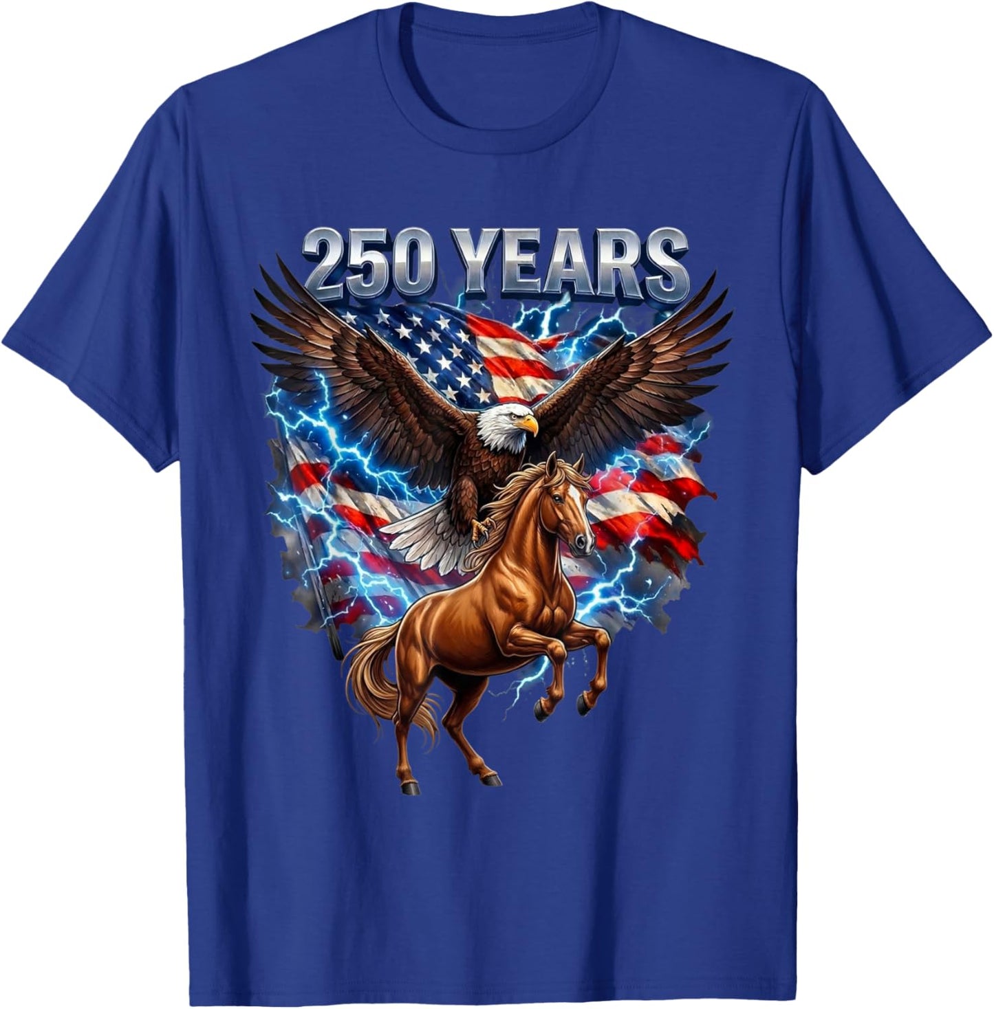 USA 250th Anniversary Bald Eagle & Clydesdale Horse T-Shirt T-Shirt - T-Shirt | Royal