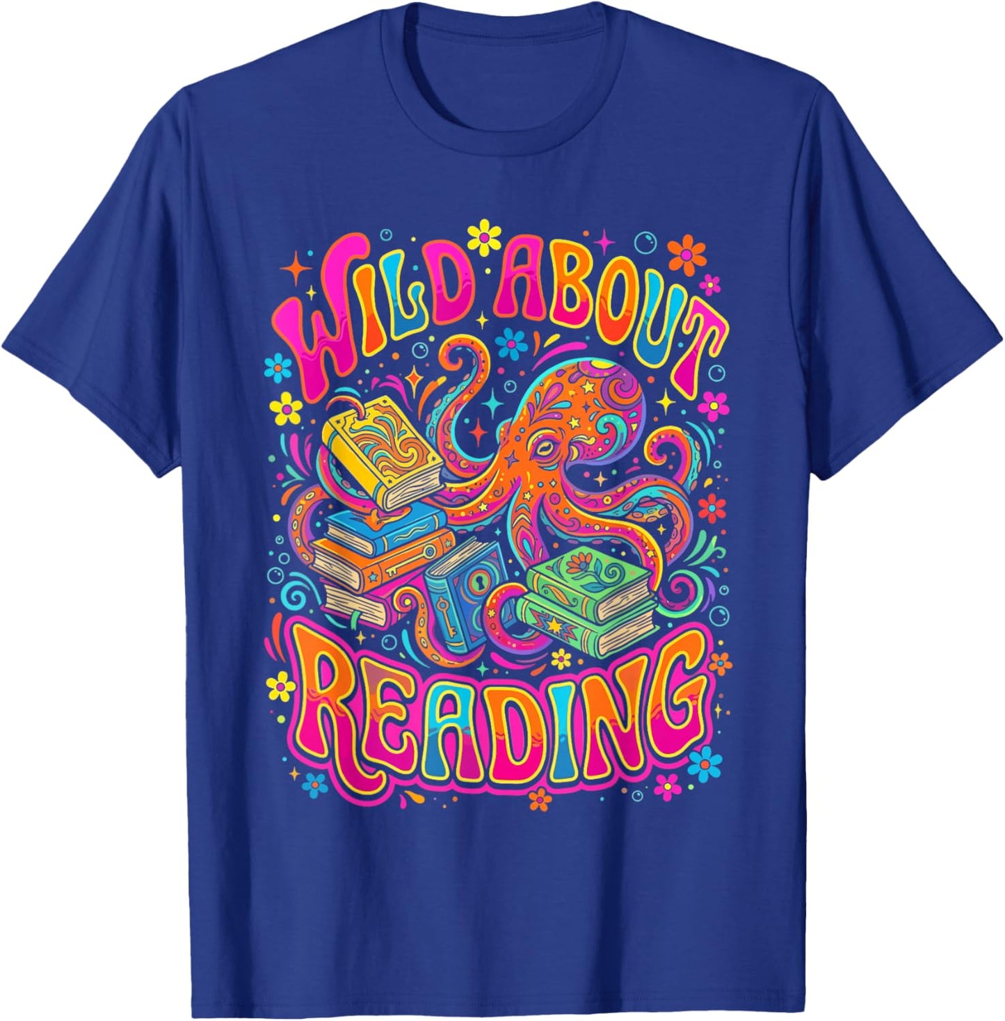 Wild About Reading Kids Book Lover Animals Bookish Librarian T-Shirt - T-Shirt | Royal