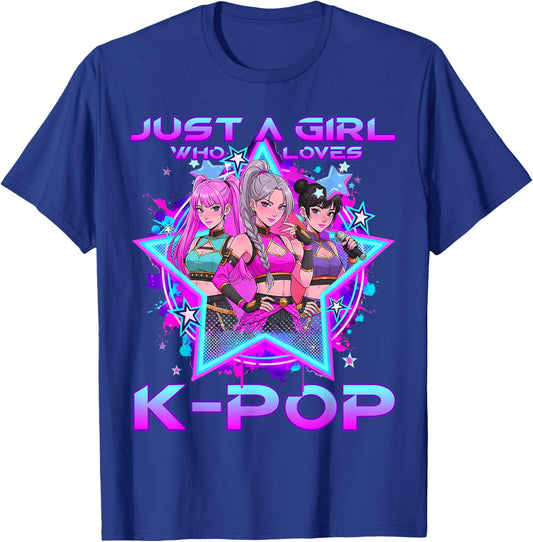 Just A Girl Who Loves K-pop Kids Girls K-pop Birthday Kpop T-Shirt - T-Shirt | Royal
