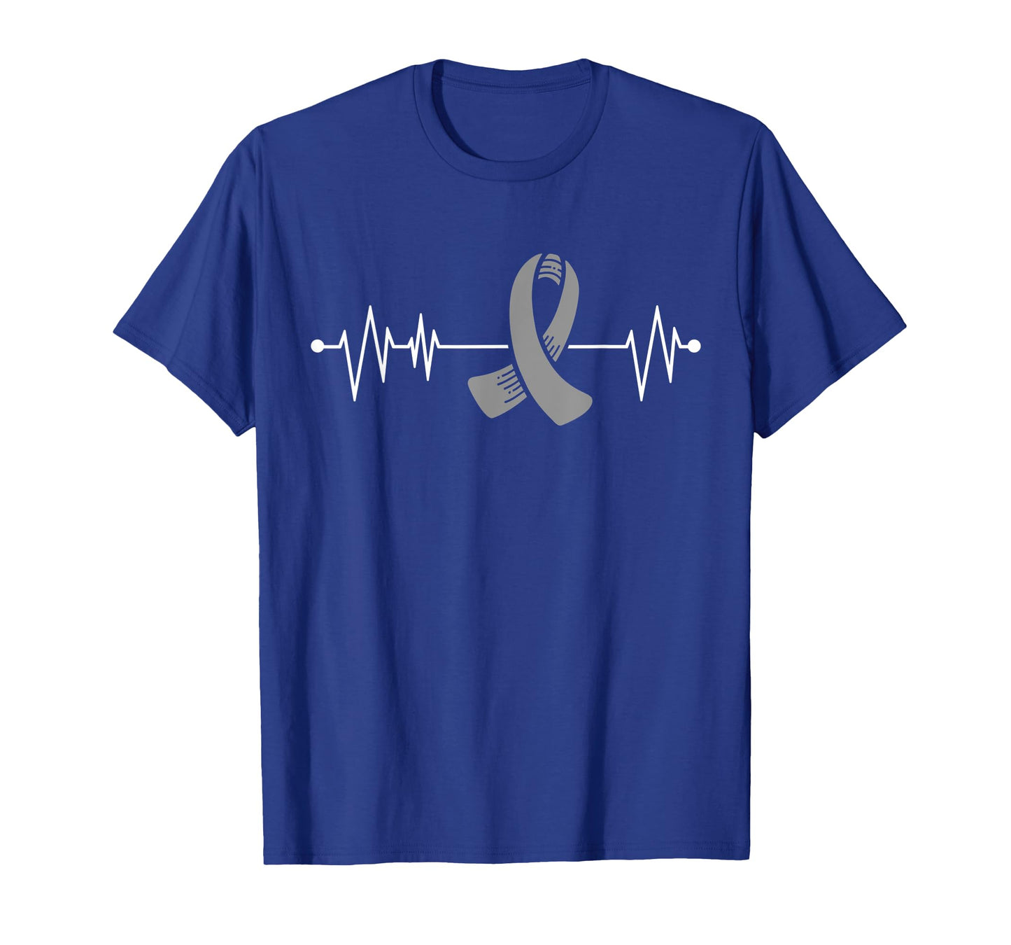 Brain Cancer Heartbeat Warrior Gray Awareness Ribbon T-Shirt