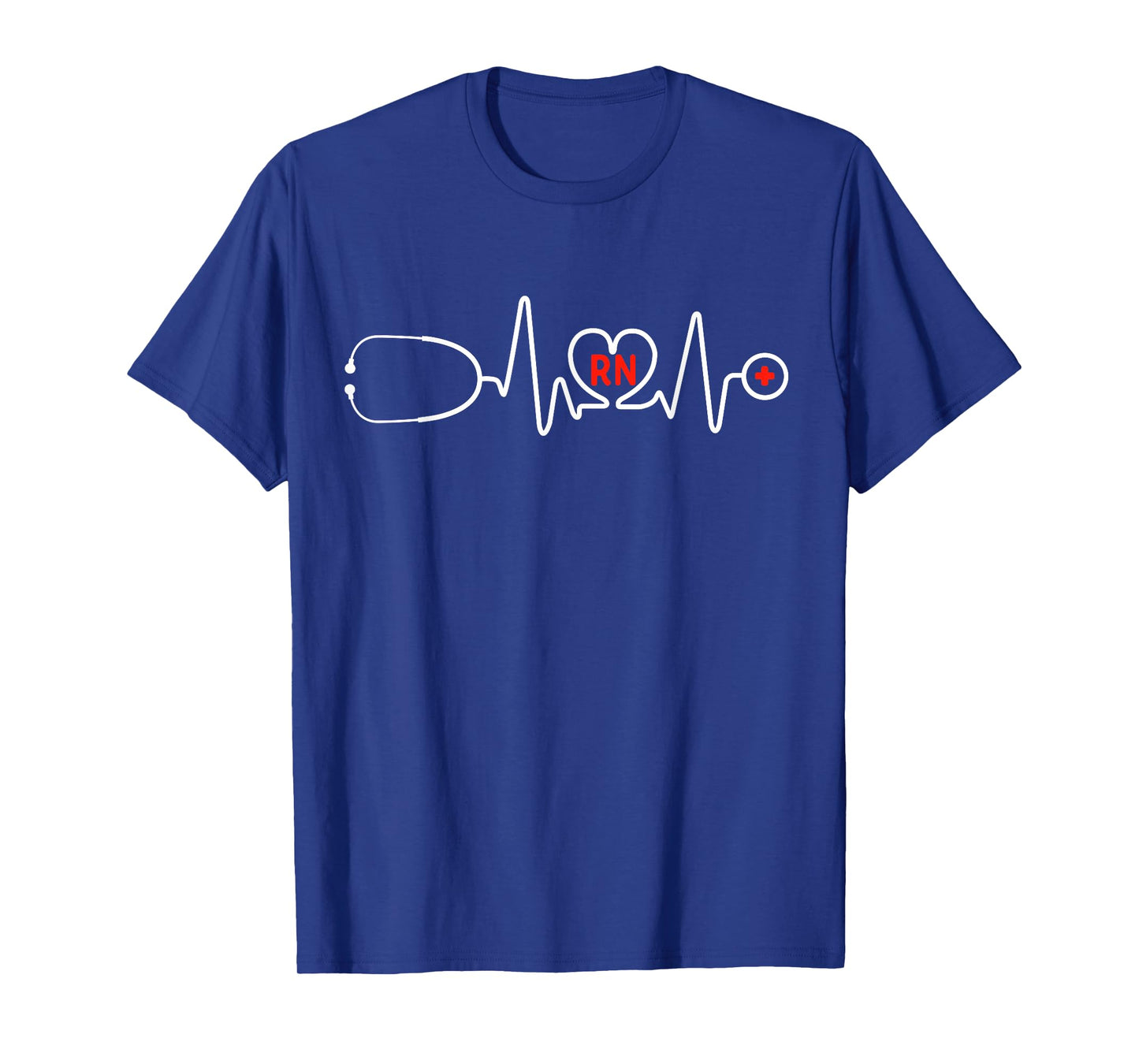 RN Nurse Clothing Registered Nurse Stethoscope Heartbeat RN T-Shirt, Black