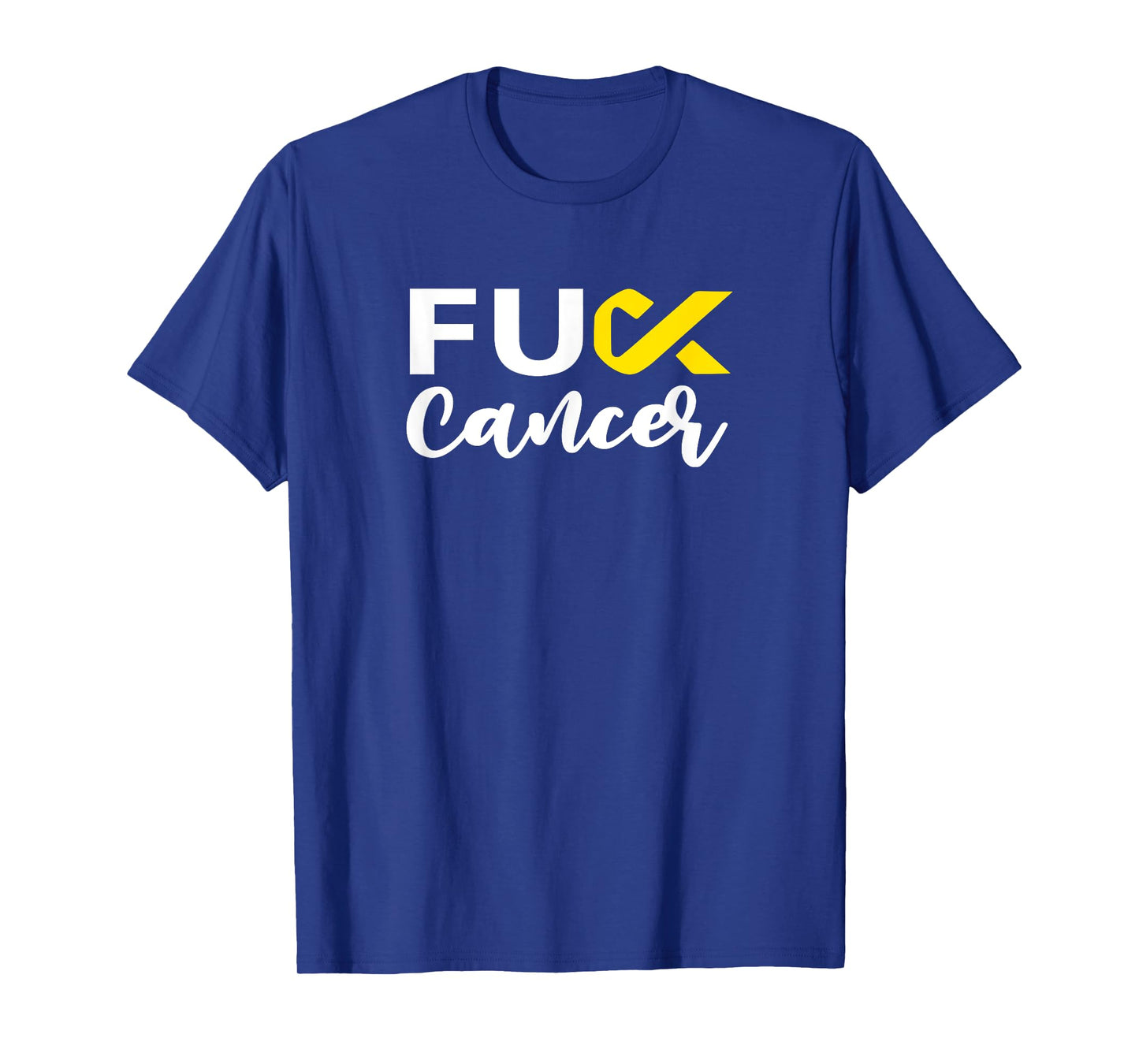 Cursive Fuck Childhood Cancer Yellow Ribbon Cancer T-Shirt
