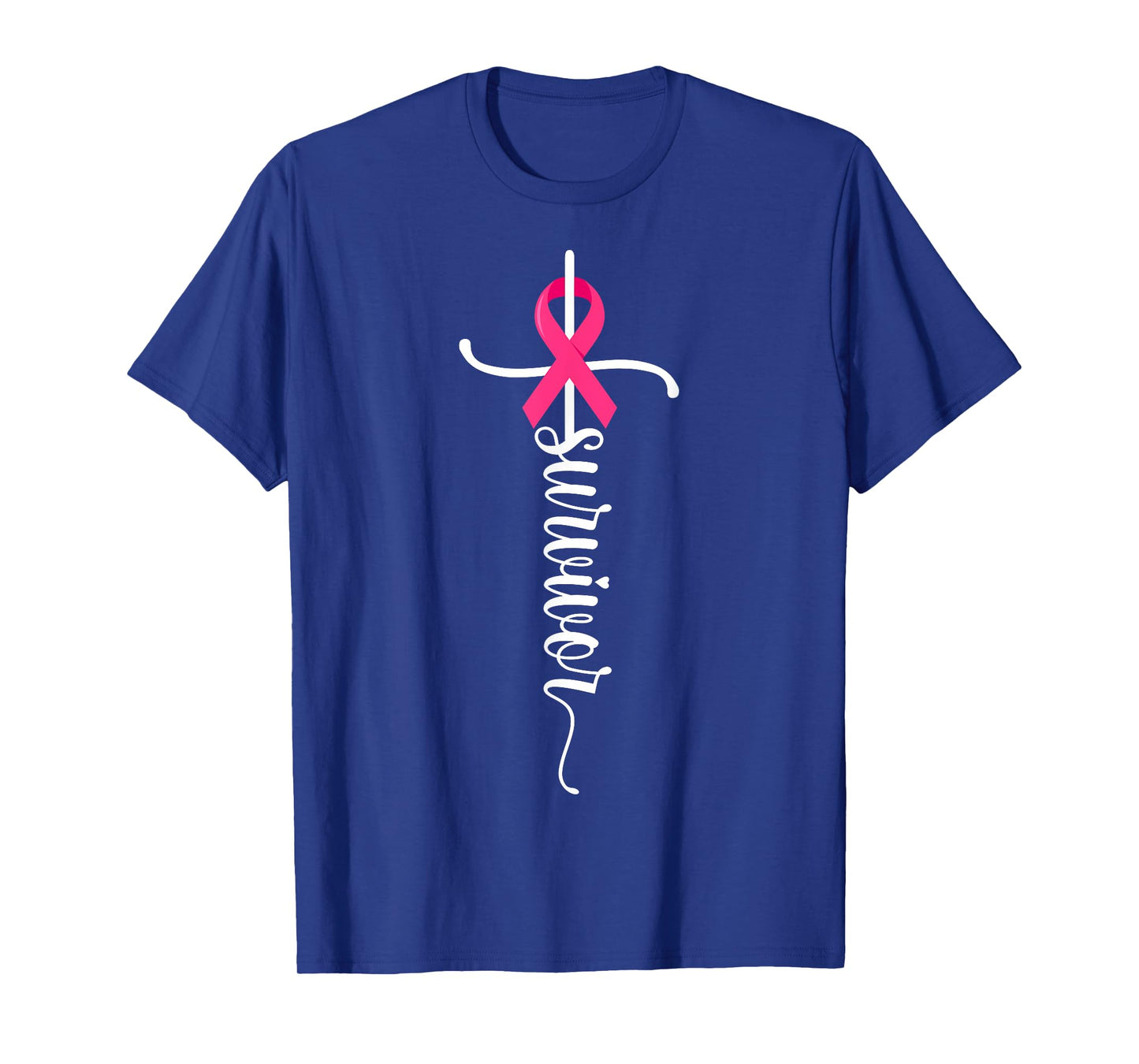 Survivor Christian Cross Warrior Pink Ribbon Breast Cancer T-Shirt