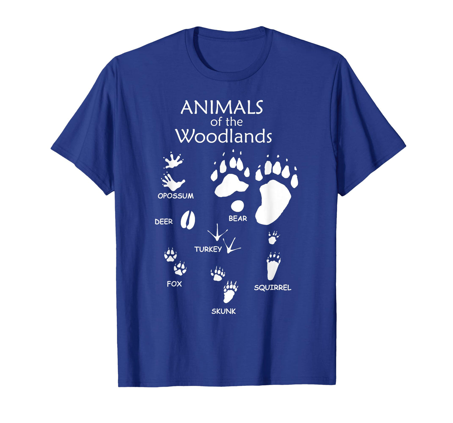 Woodland Cute Animal Paw Print Shirt, Bear Fox Skunk Turkey T-Shirt