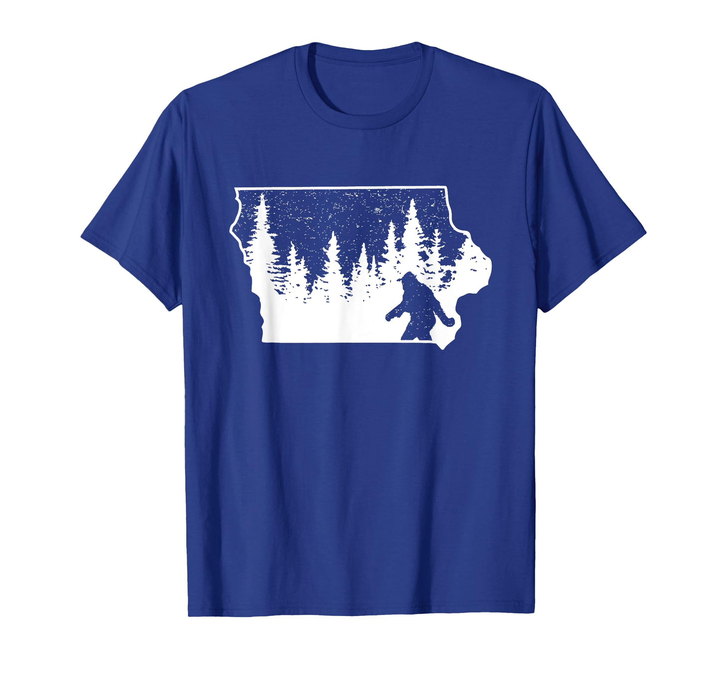 Bigfoot Iowa Pride Funny Sasquatch Love Iowa Map Distressed T-Shirt