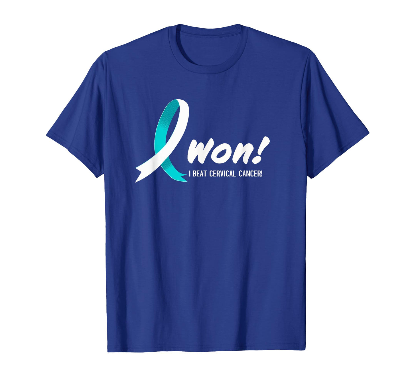 I Beat CERVICAL Cancer I Won Teal White Ribbon For Survivors T-Shirt