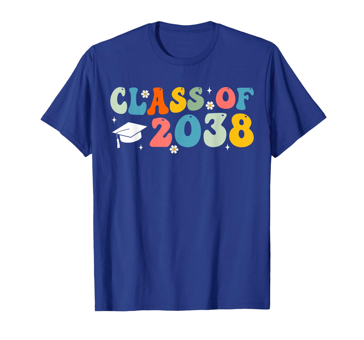 Class of 2038 Grow With Me Kindergarten Graduation Groovy T-Shirt