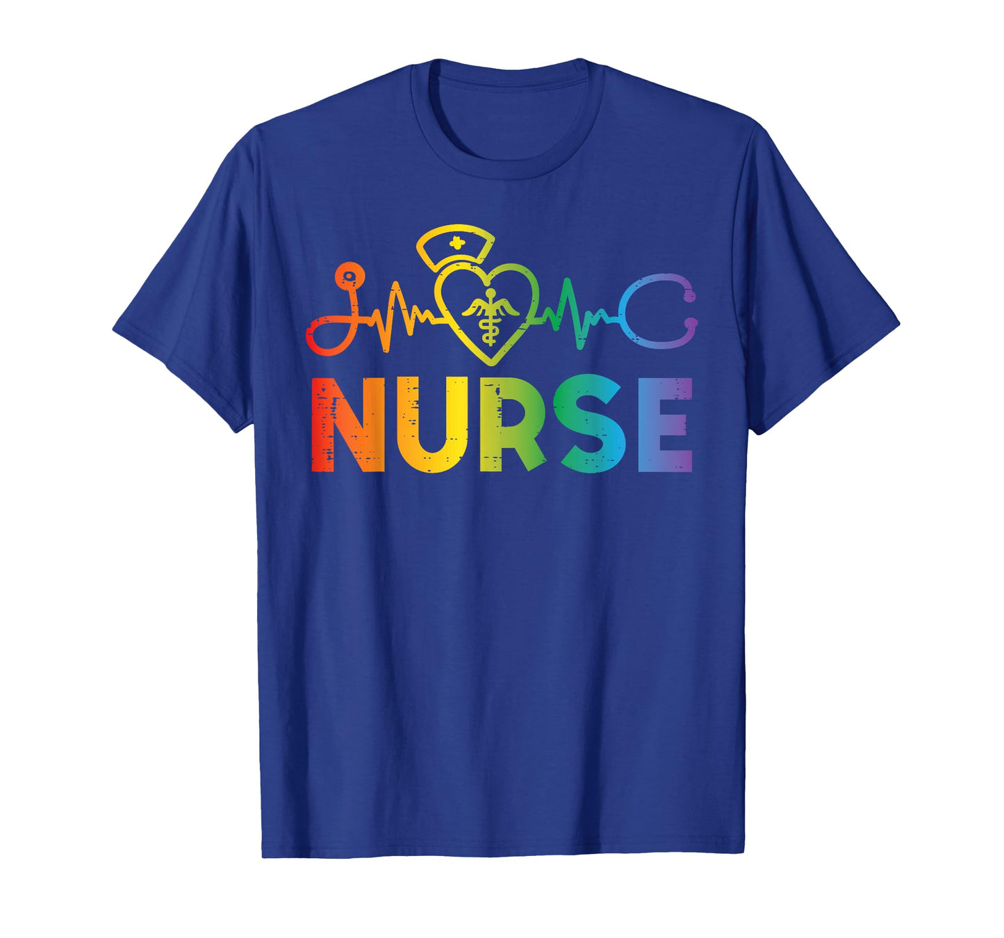 Gay Nurse Heartbeat Rainbow Pride Flag LGBTQ Scrub Top Women T-Shirt