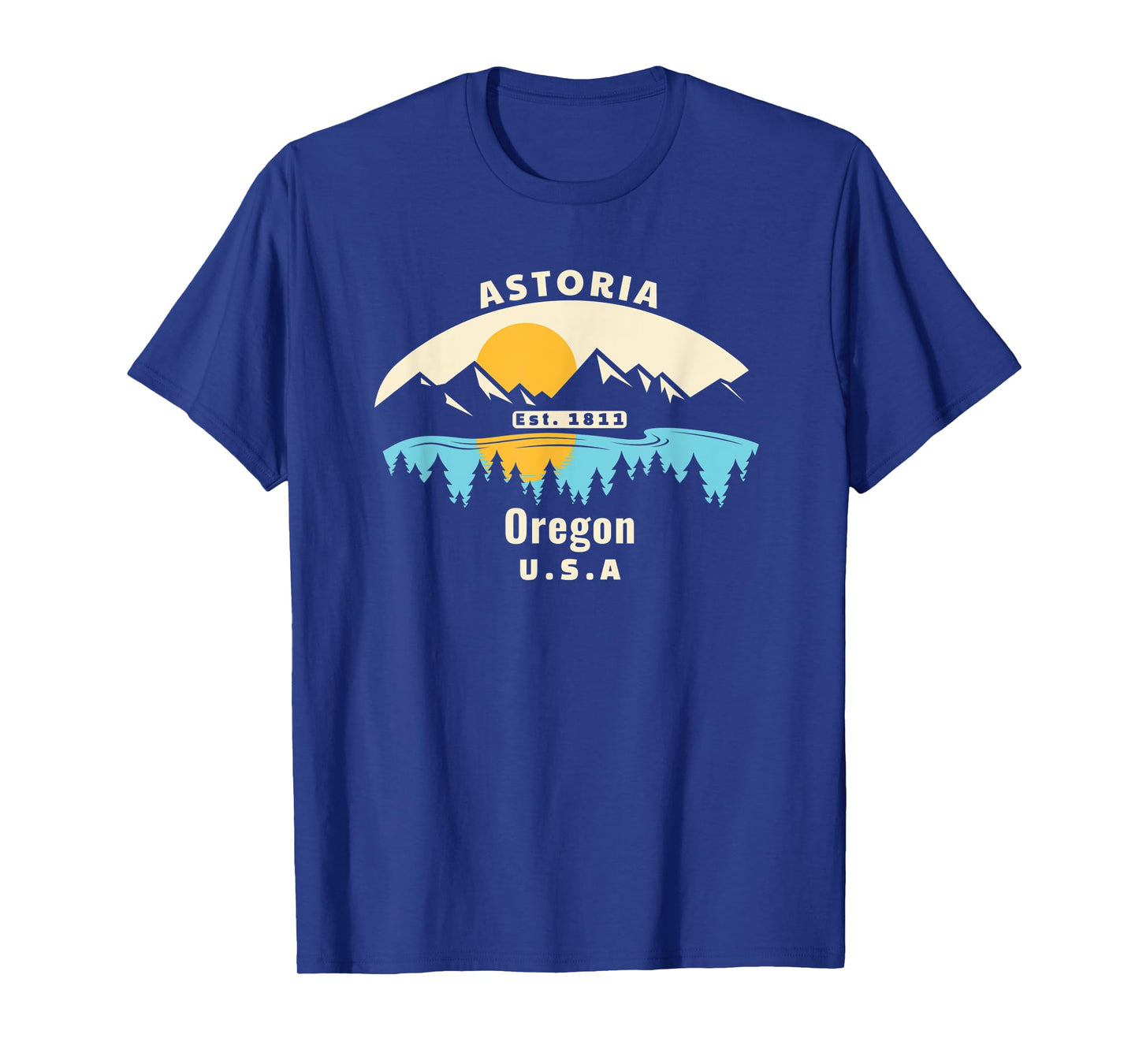 Astoria Oregon Souvenir Mountain Sunset River T-Shirt