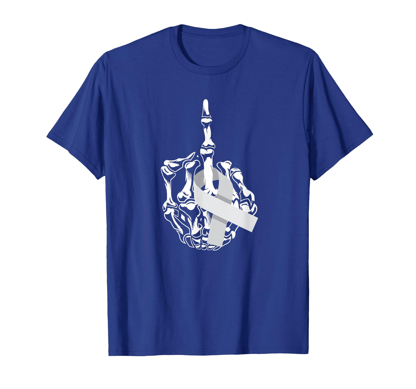 Fuck Brain Cancer Middle Finger Grey Ribbon Brain Cancer T-Shirt