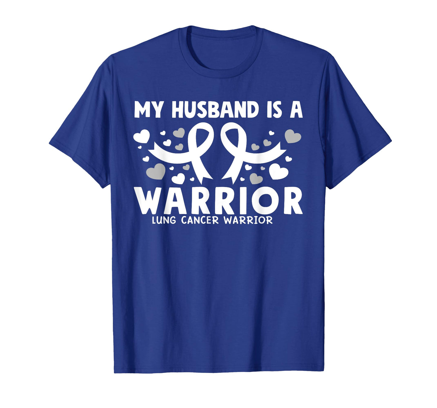My husband is a Warrior White Ribbon Lung Cancer Awareness T-Shirt