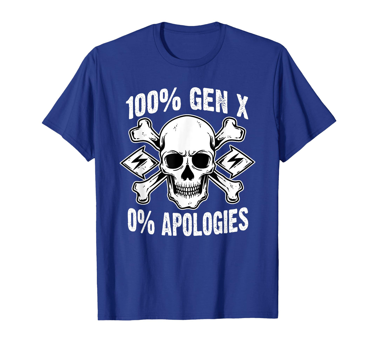 100% Gen X No Apologies Skull Birth Year Retro Generation X T-Shirt