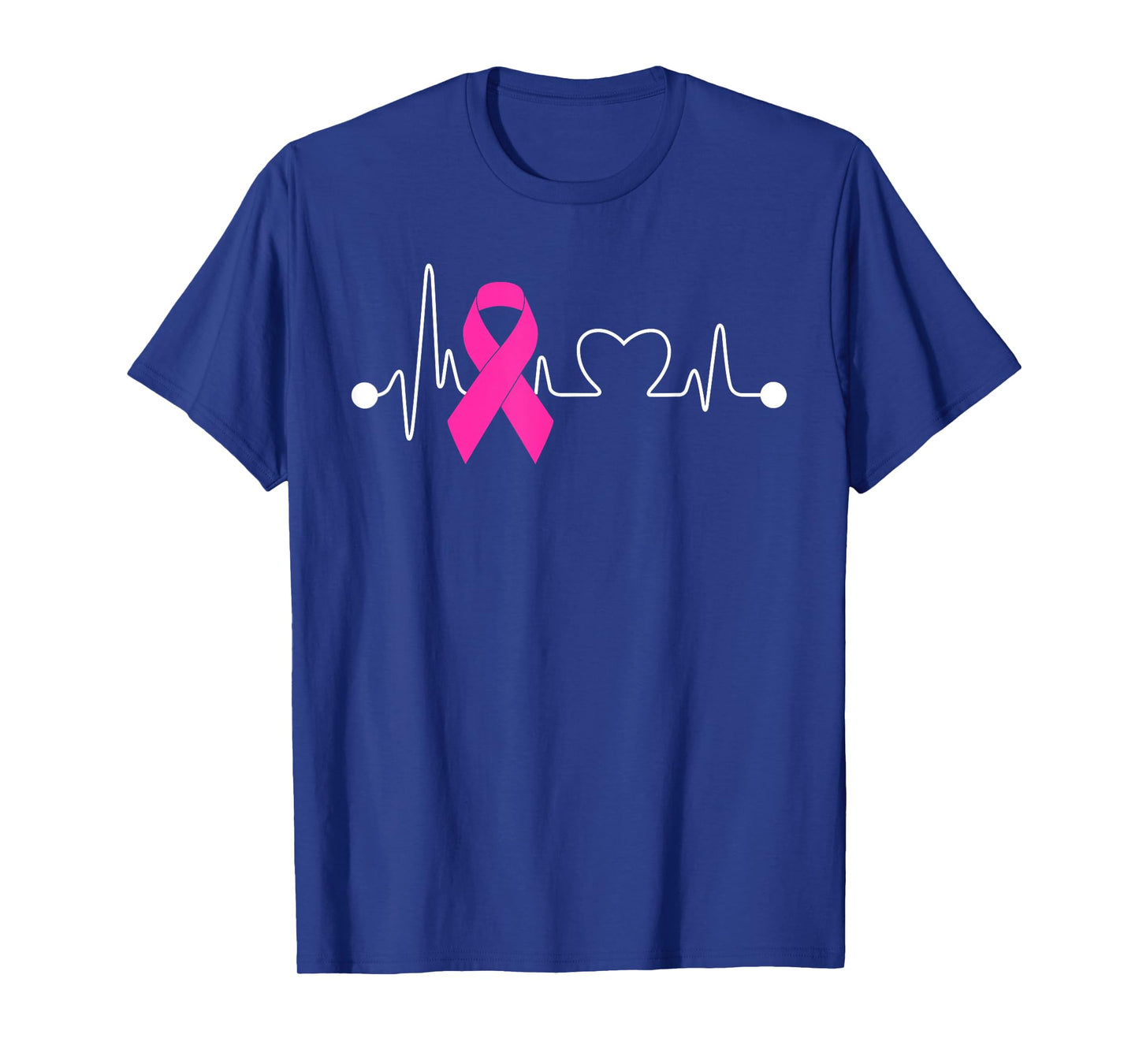 Pink Ribbon Heartbeat Breast Cancer Awareness Support T-Shirt