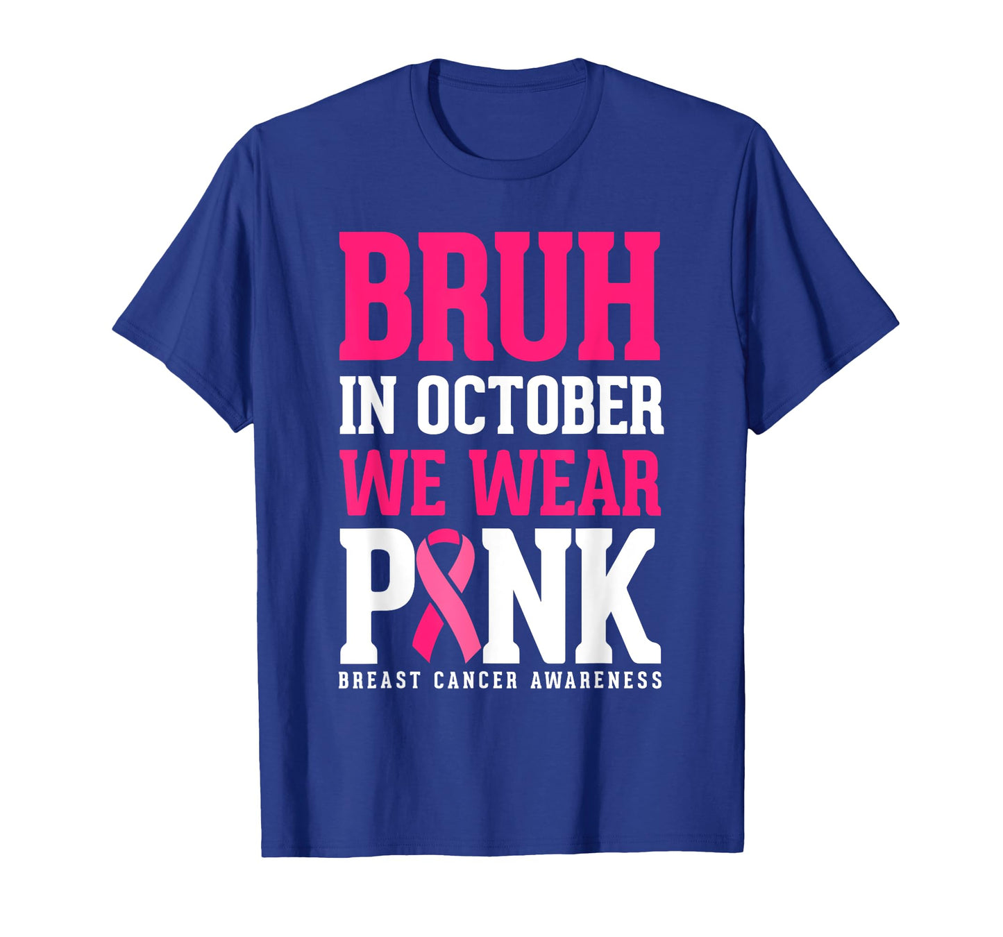 Bruh Kids Boys In October Wear Pink Ribbon Breast Cancer T-Shirt