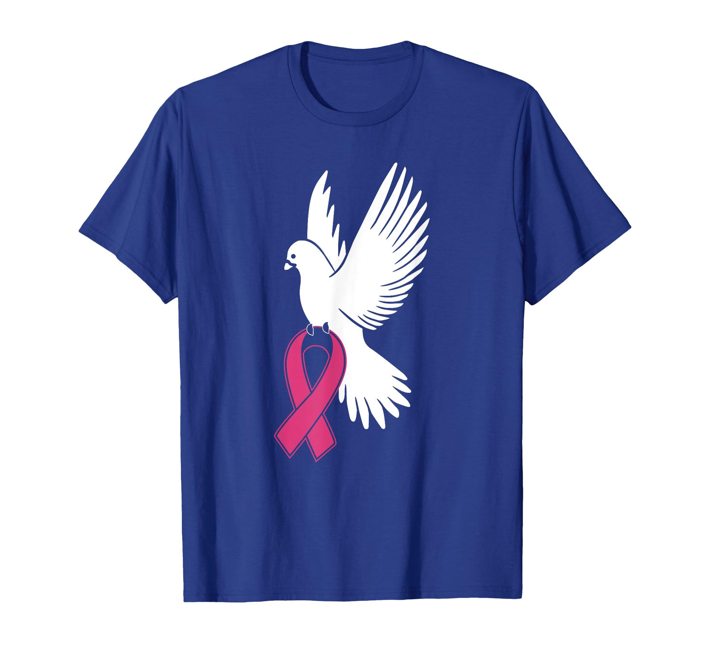 White Dove Carrying Breast Cancer Awareness Pink Ribbon T-Shirt
