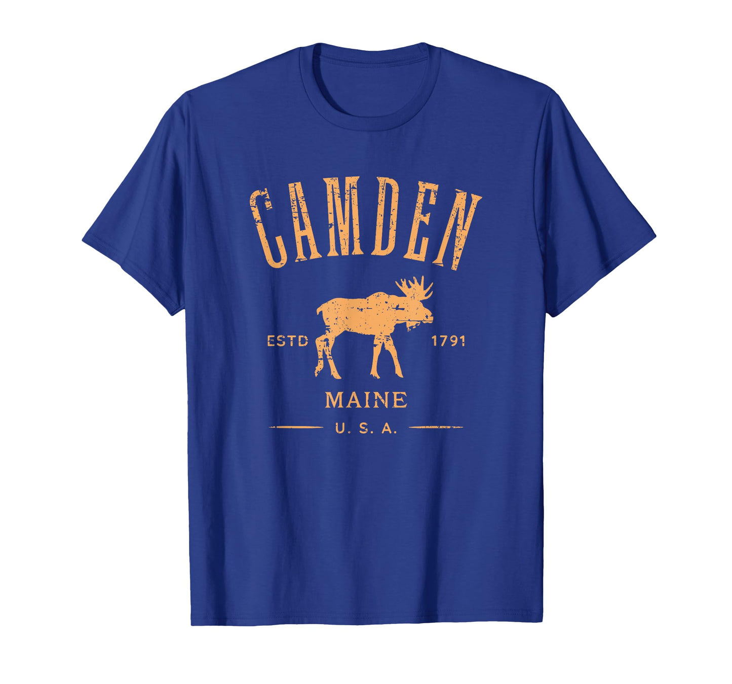 Camden Maine USA with Moose Distressed Design Souvenir T-Shirt