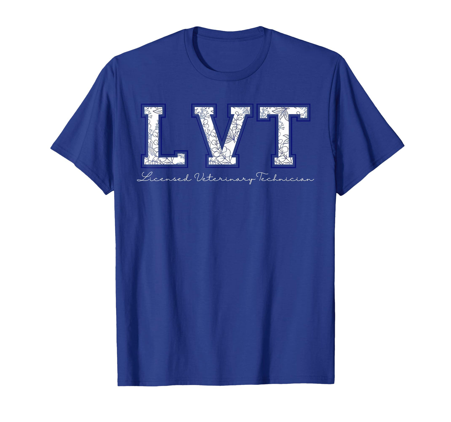 Floral LVT Licensed Veterinary Technician Veterinarian Vet T-Shirt