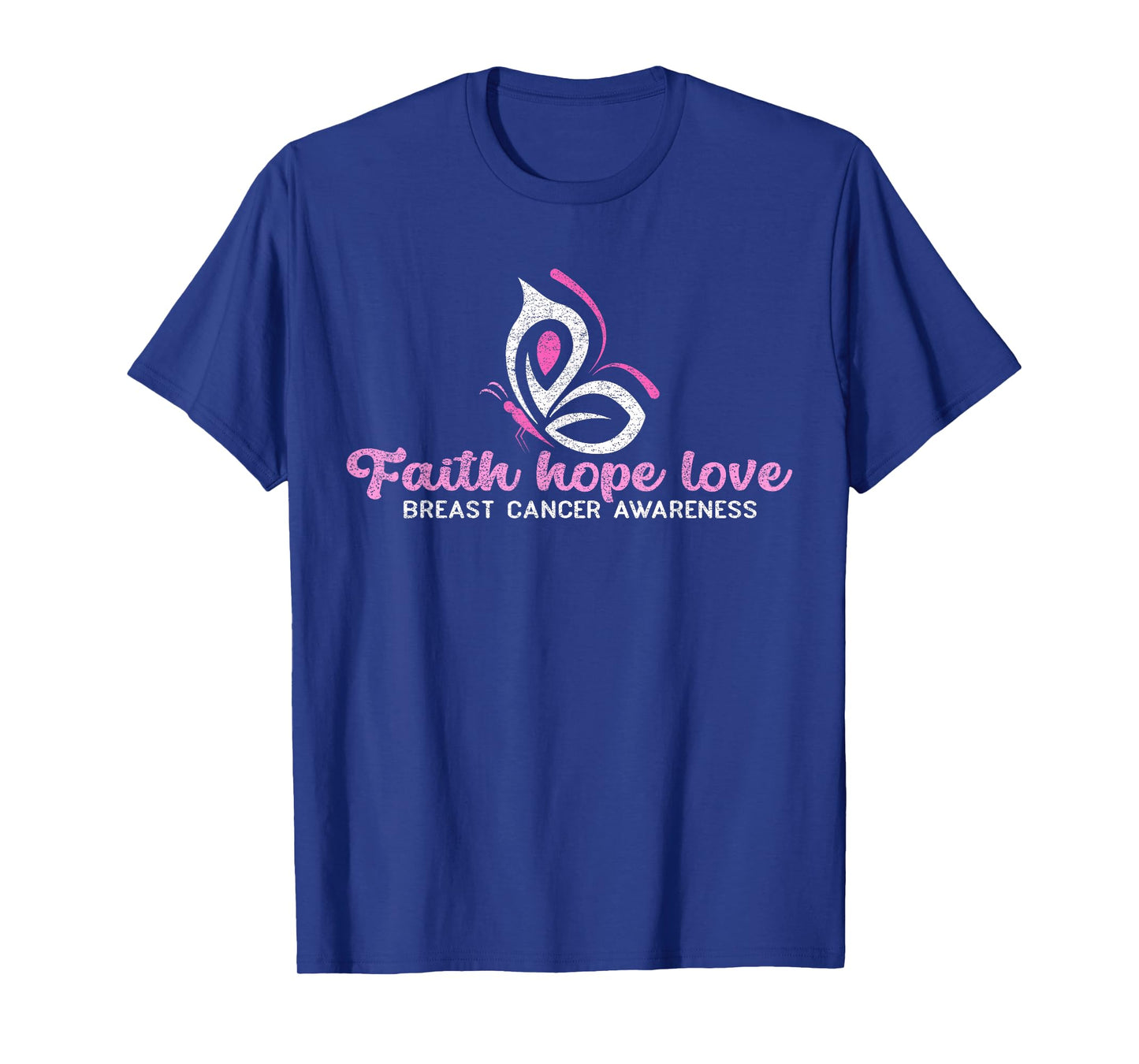 Faith Hope Love Butterfly Ribbon Breast Cancer Awareness T-Shirt