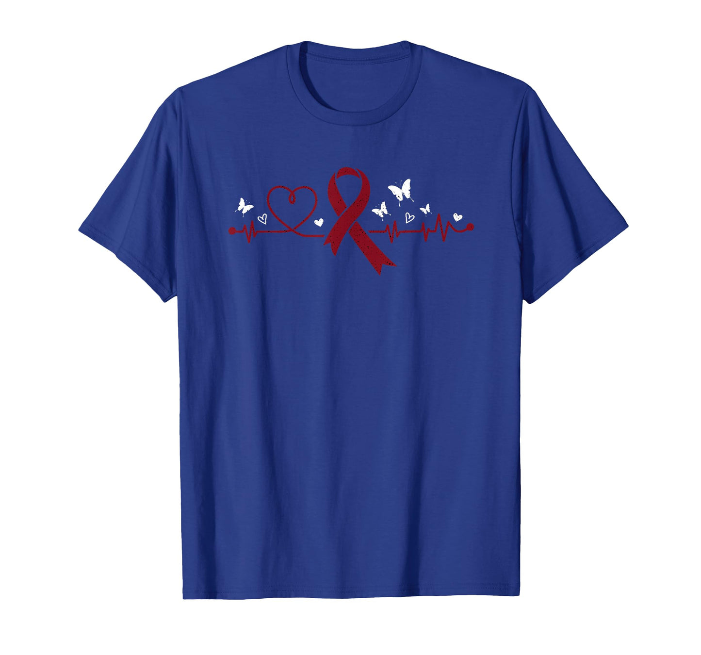 Multiple Myeloma Heartbeat Burgundy Ribbon Cancer Awareness T-Shirt