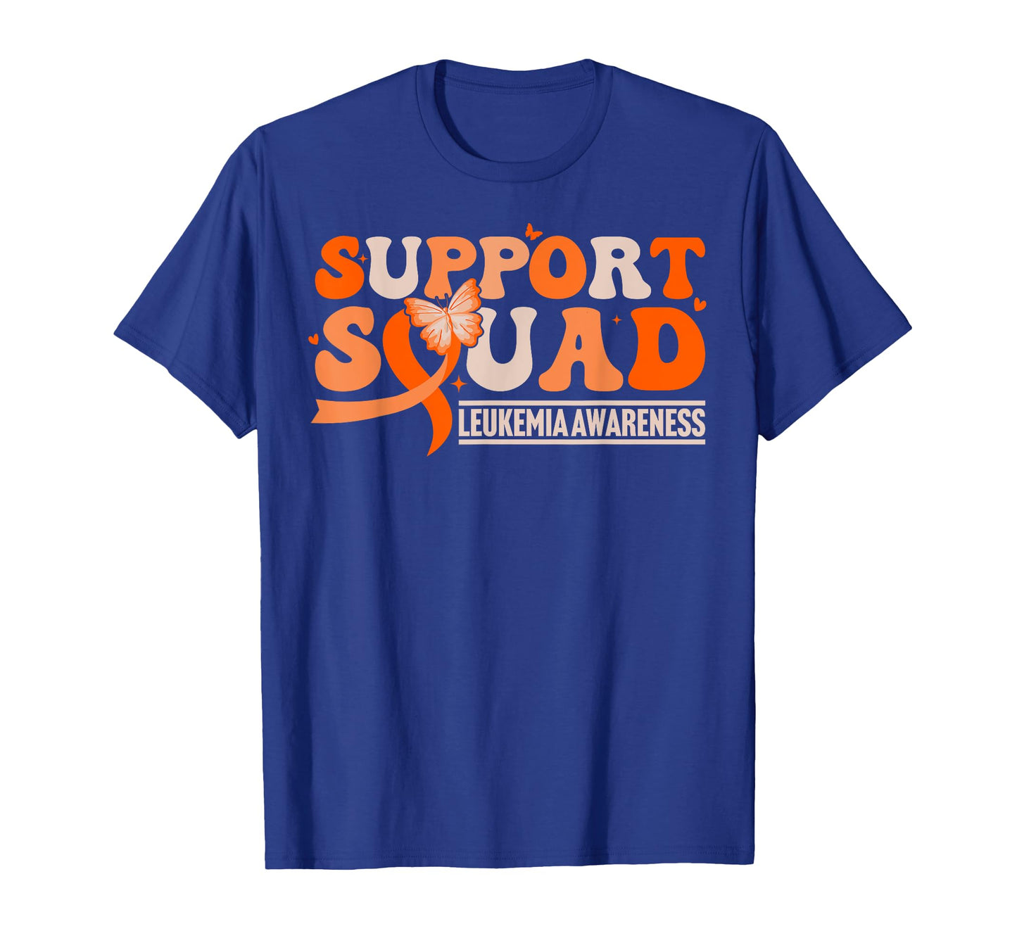 Support Squad Orange Ribbon Butterfly Leukemia Awareness T-Shirt