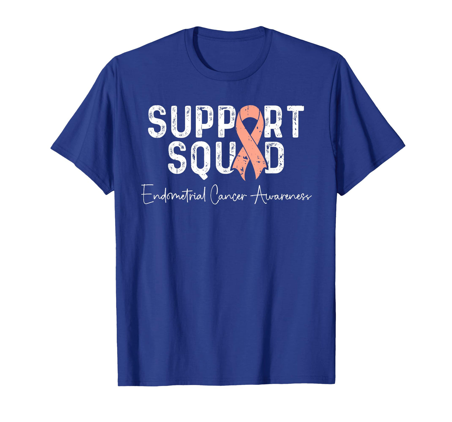Endometrial Cancer Peach Ribbon Uterine Cancer Support Squad T-Shirt
