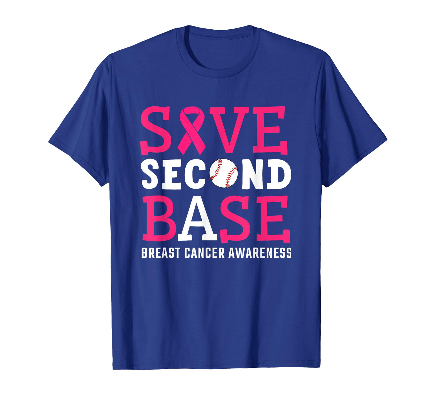 Save Second 2nd Base Breast Cancer Awareness Month Baseball T-Shirt