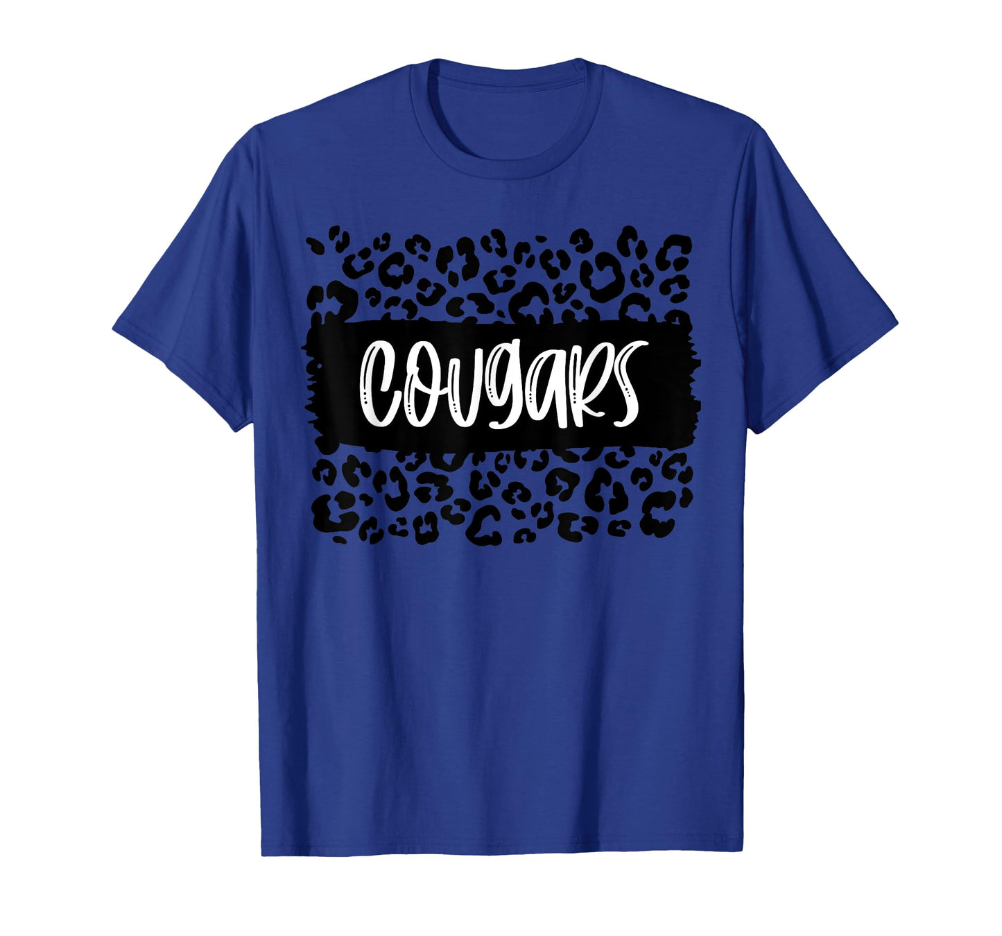 Cougars Team Mascot School Spirit Game Night Leopard Print T-Shirt