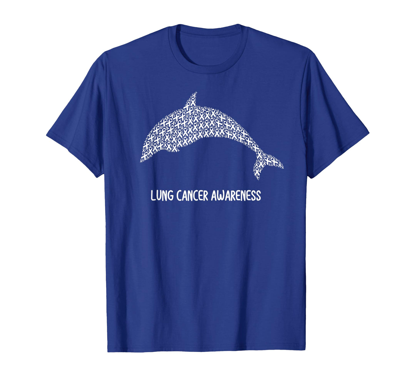 Lung Cancer Awareness White Ribbon Survivor - Fish Dolphin T-Shirt