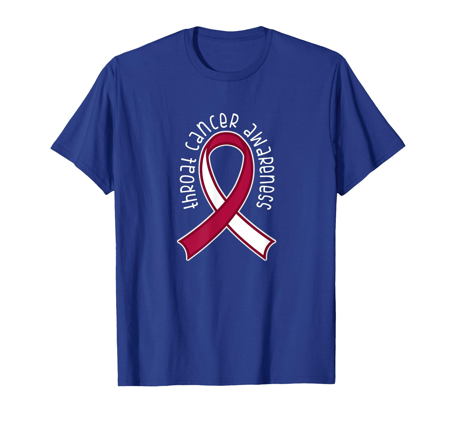 Throat Cancer Awareness Burgundy White Ribbon T-shirt T-Shirt