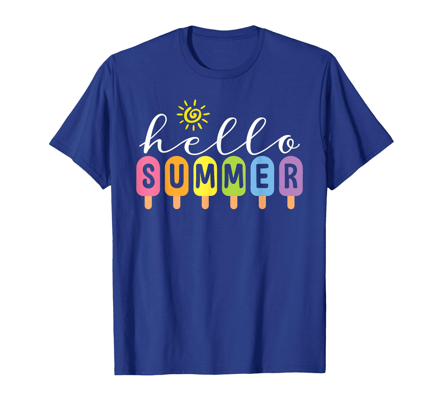Hello Summer Cool Colorful Popsicle Graphic Summer Vacation T-Shirt