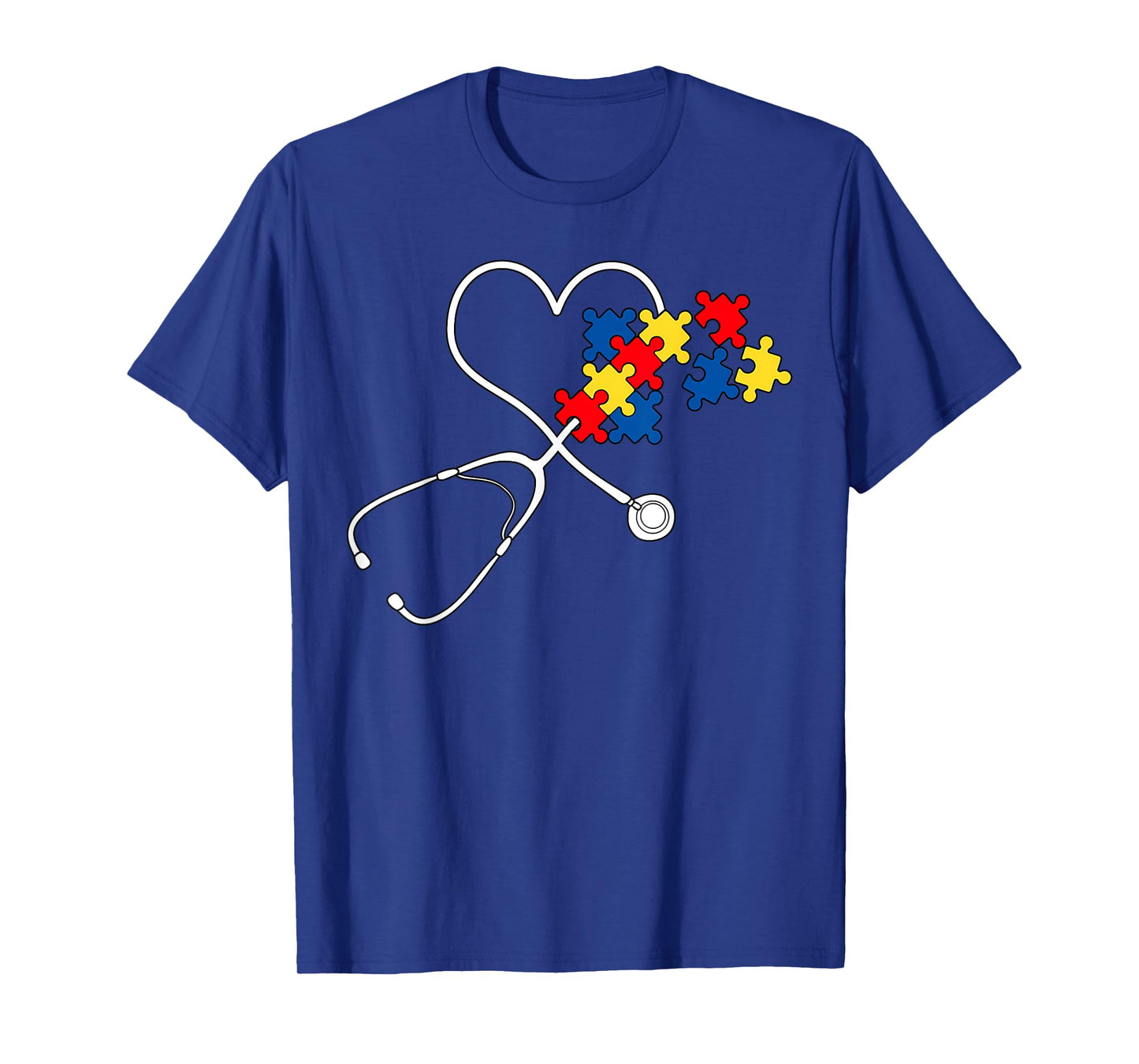 Autism Awareness Nurse Stethoscope Heart ASD Scrub Top Women T-Shirt