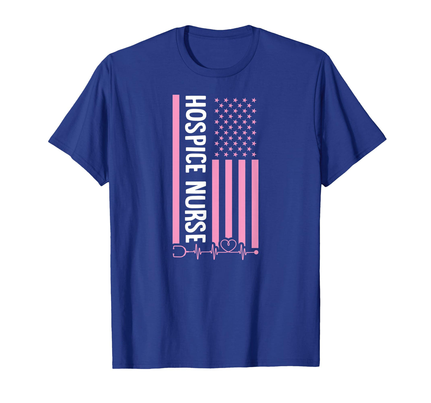 Patriotic Hospice Nurse USA American Flag Heart Pulse T-Shirt