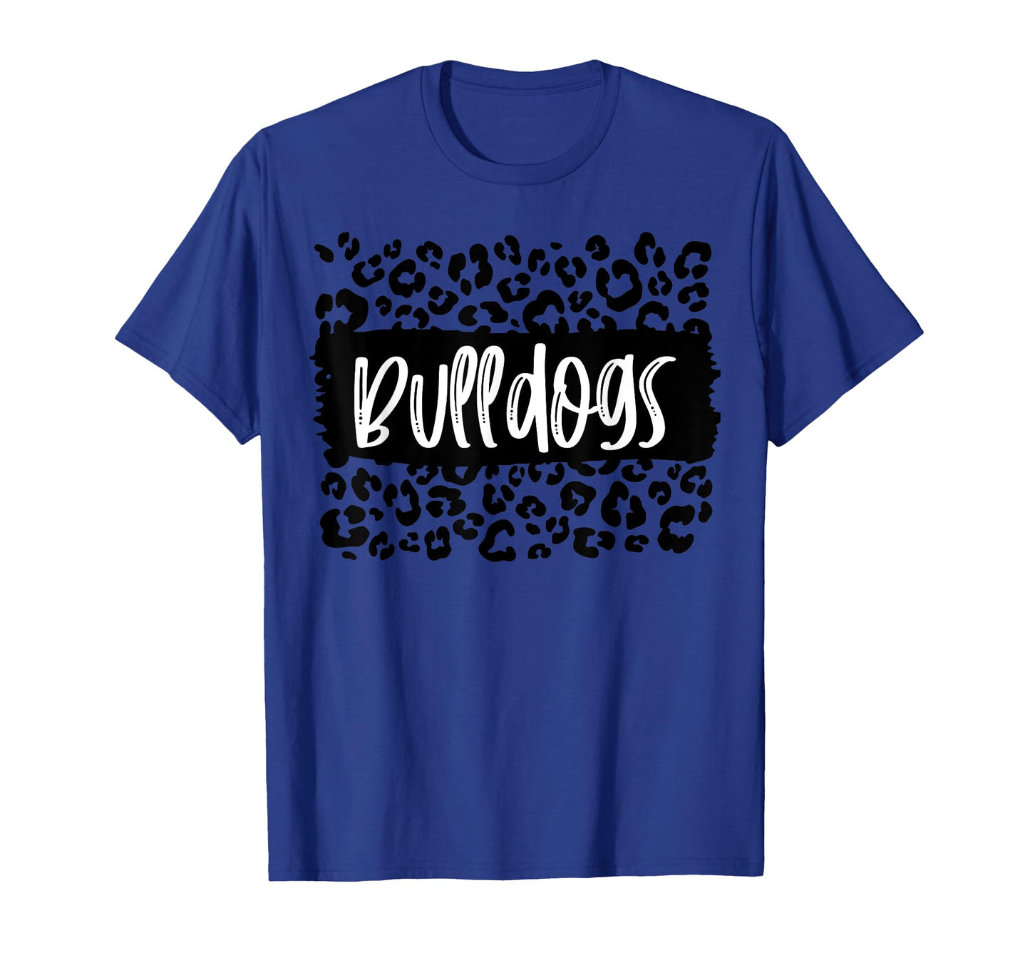 Bulldogs Team Mascot School Spirit Game Night Leopard Print T-Shirt