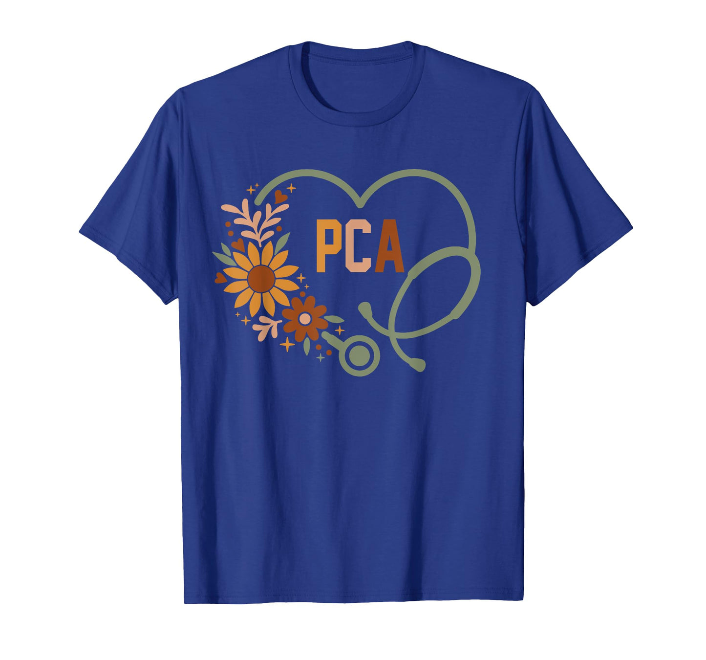 Floral Stethoscope Heart Nursing PCA Patient Care Assistant T-Shirt