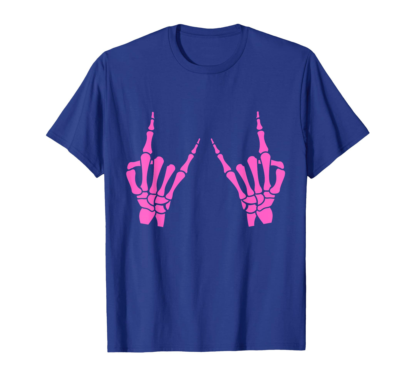 Skeleton Hand Horns Rock On Heavy Metal Women Back the Pink T-Shirt