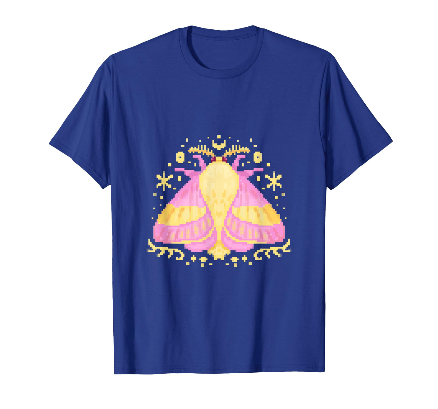 Rosy Pink Yellow Maple Moth Bug Butterfly PixelArt for Women T-Shirt
