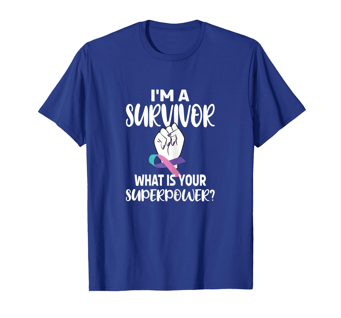 Womens I'm A Survivor Cancer Ribbon Thyroid Cancer Awareness T-Shirt