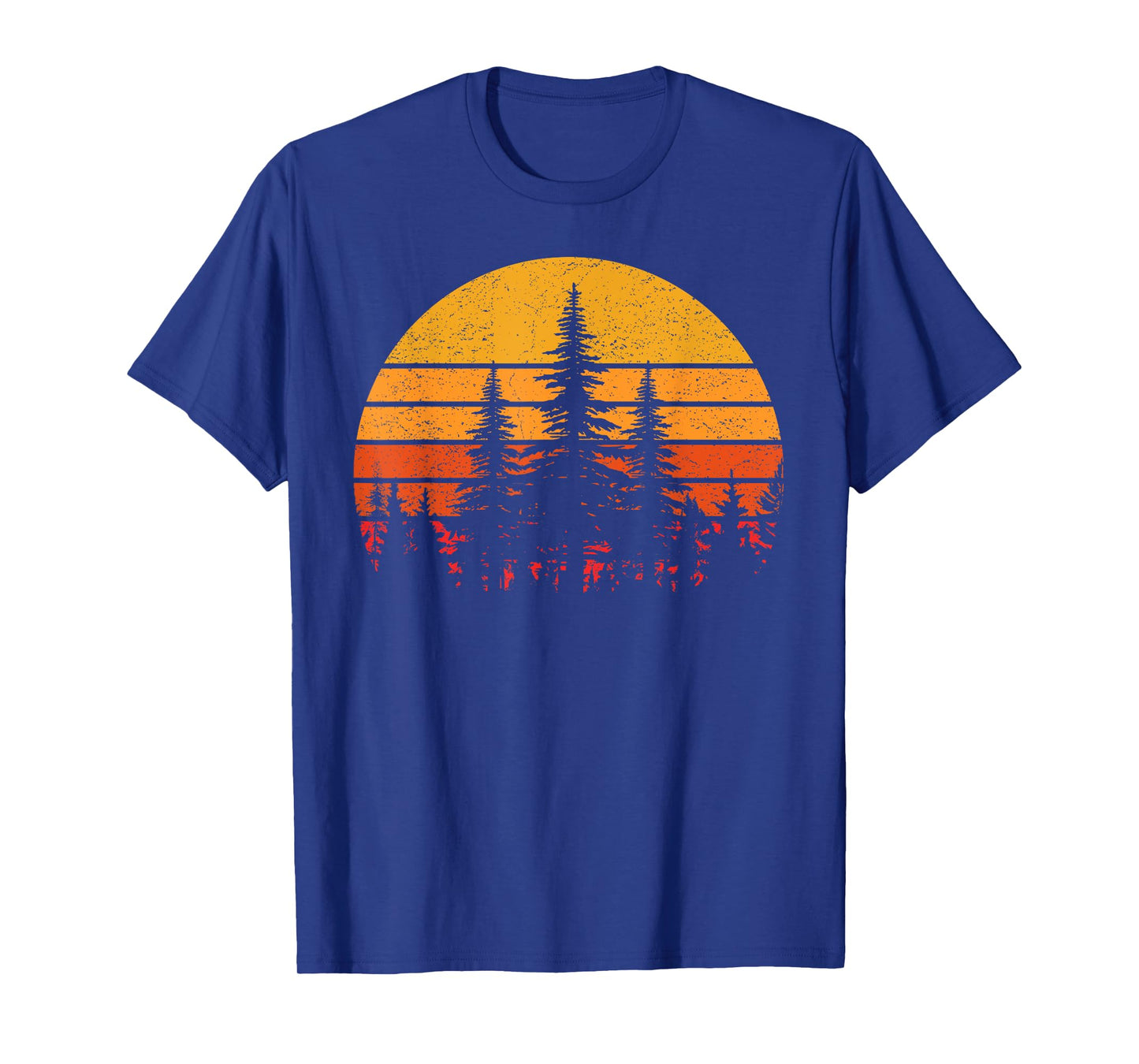 Retro Sun Minimalist Pine Trees Wildlife Nature Forest Man T-Shirt