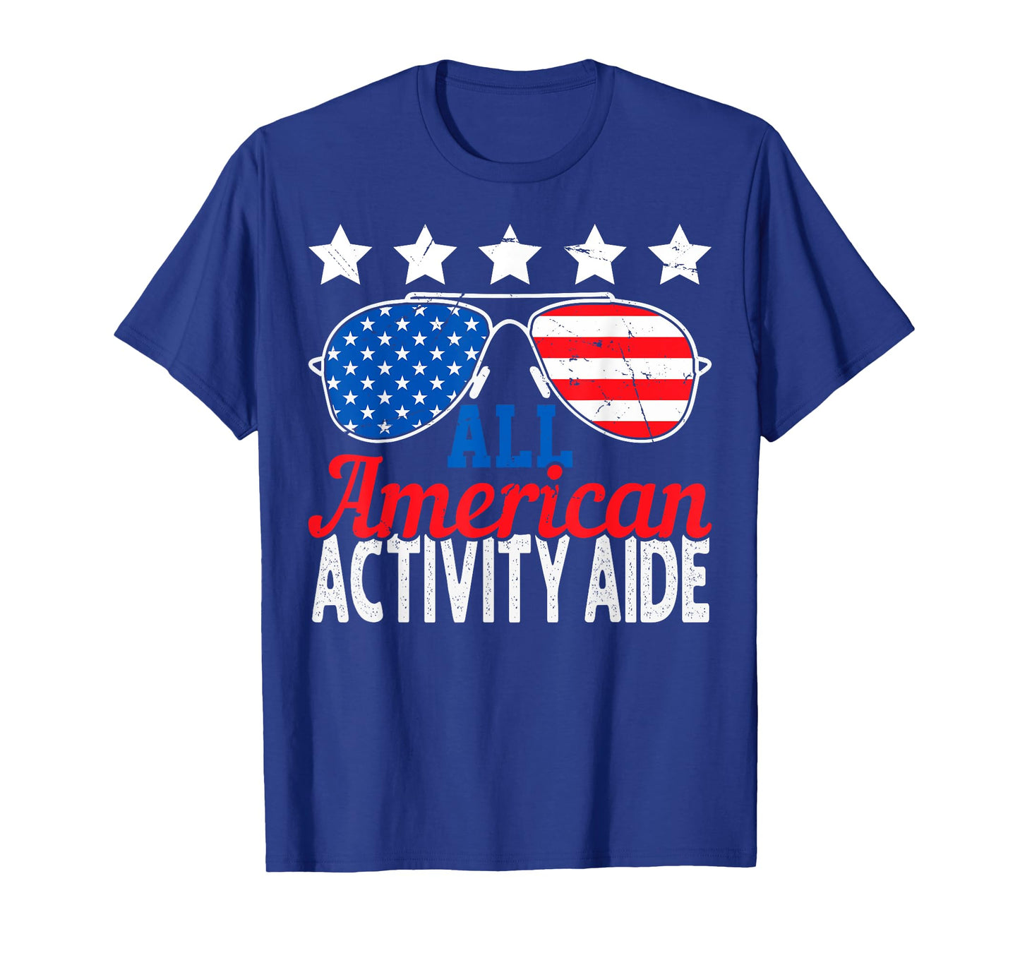 All American Activity Aide USA Flag Sunglasses 4th of July T-Shirt for Women Men