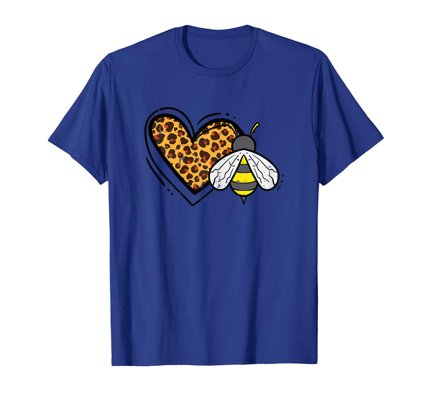 Leopard Print Heart Bee Cute Love Bumblebee Men Women Kids T-Shirt