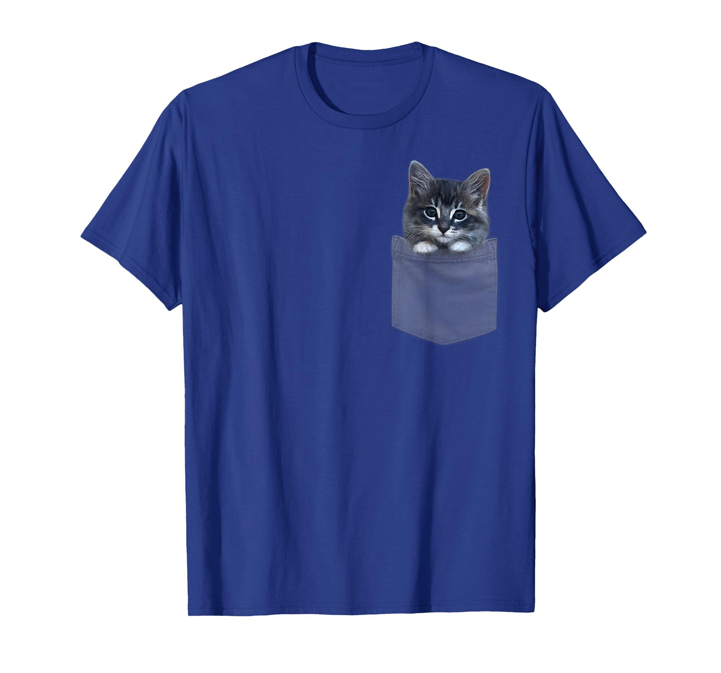 Funny Realistic Cute Kitten Cat Sitting in Pocket Pet Animal T-Shirt