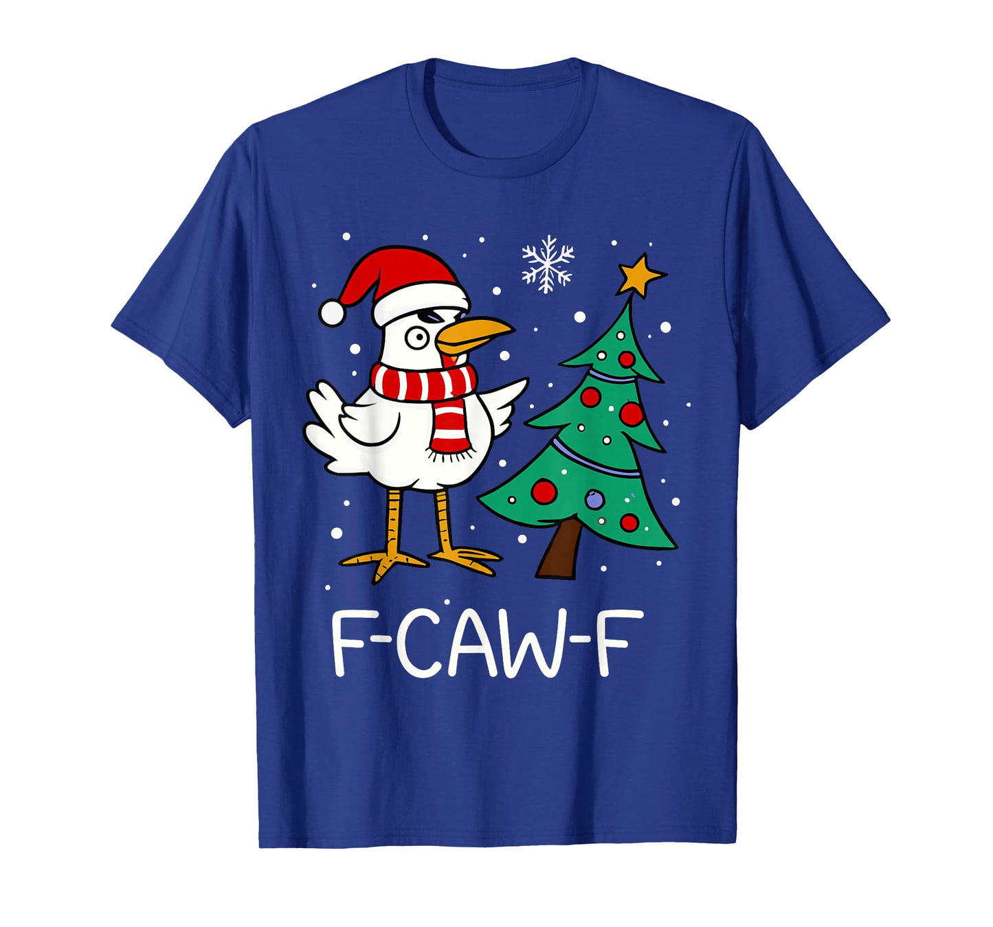 F-Caw-F Christmas Chicken Santa Hat Christmas Tree Funny T-Shirt