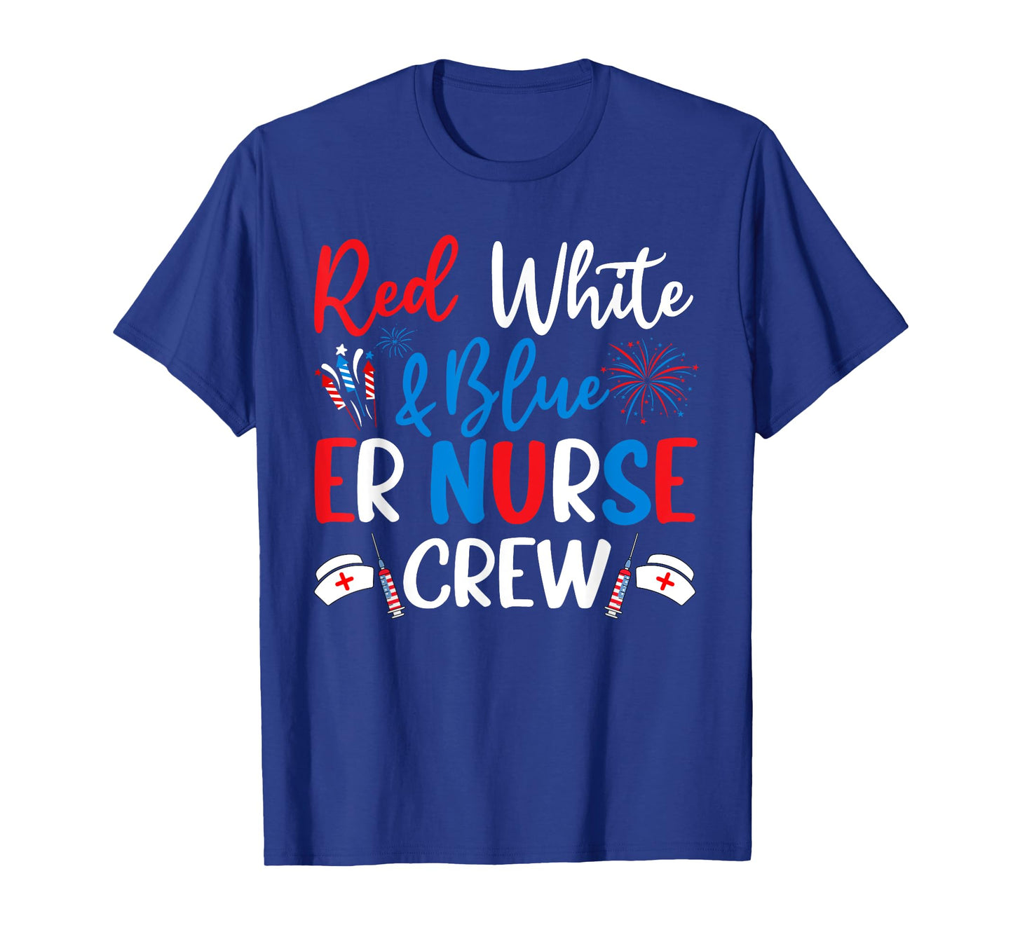 Red White Blue ER Nurse Crew Emergency Nurse 4th Of July T-Shirt